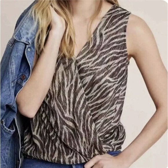 Anthropologie Eri + Ali Kasi Shimmer Top SIZE SMALL Animal Print Sleeveless NWT - Picture 11 of 11